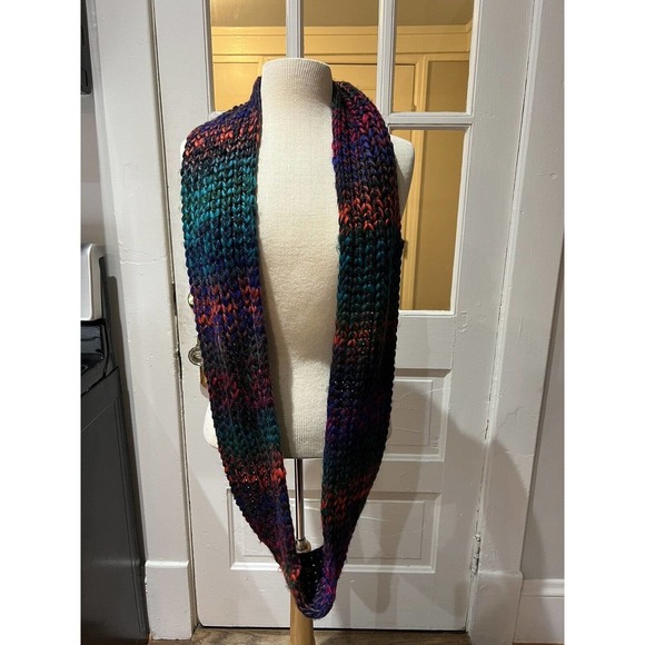 Betsey Johnson Cowl Infinity Scarf Colorful Bright Purple Green Blue Glitter - Picture 5 of 6